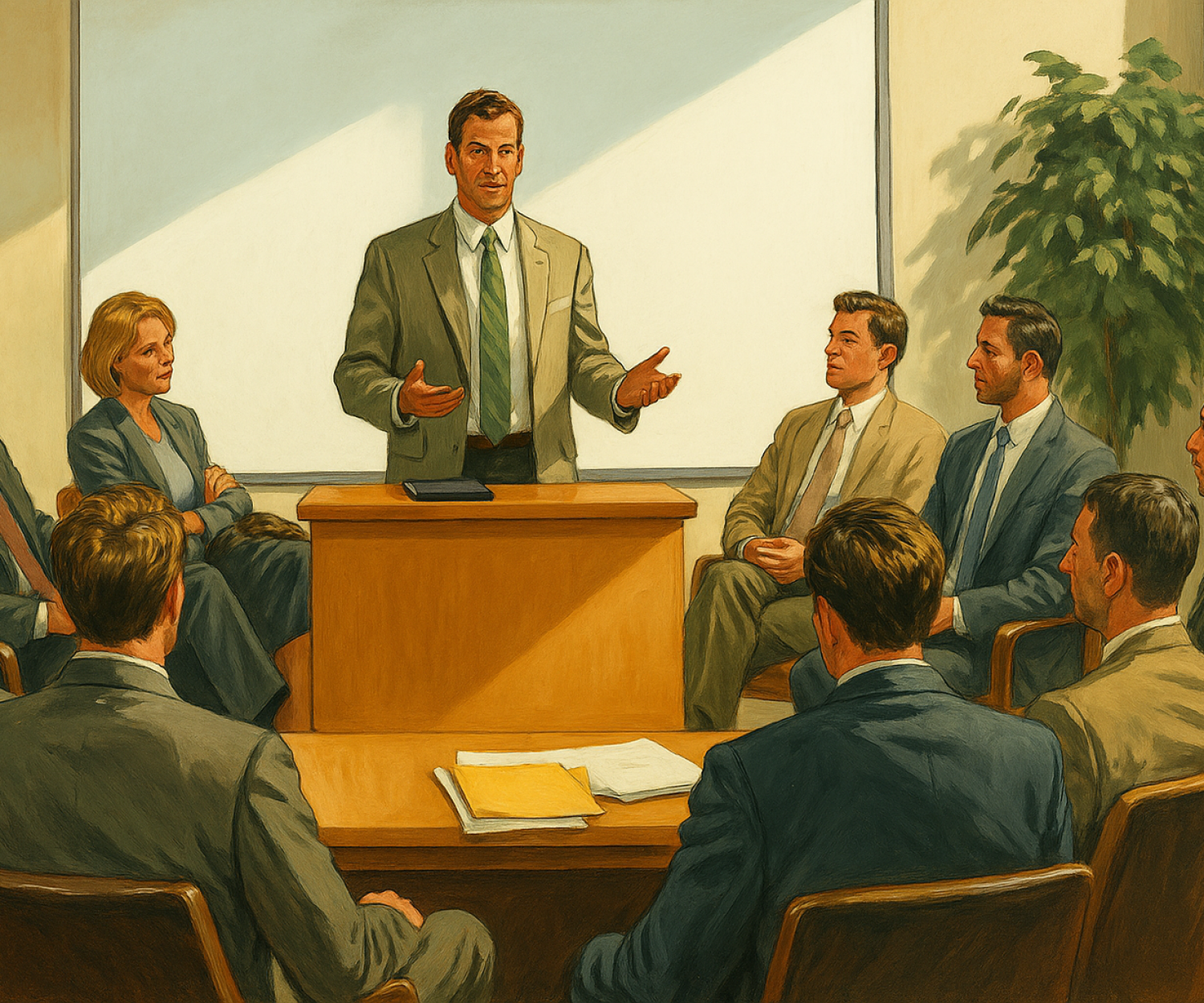 Ein Team in einer Inhouse Schulung während einer Beratungssitzung im Unternehmen