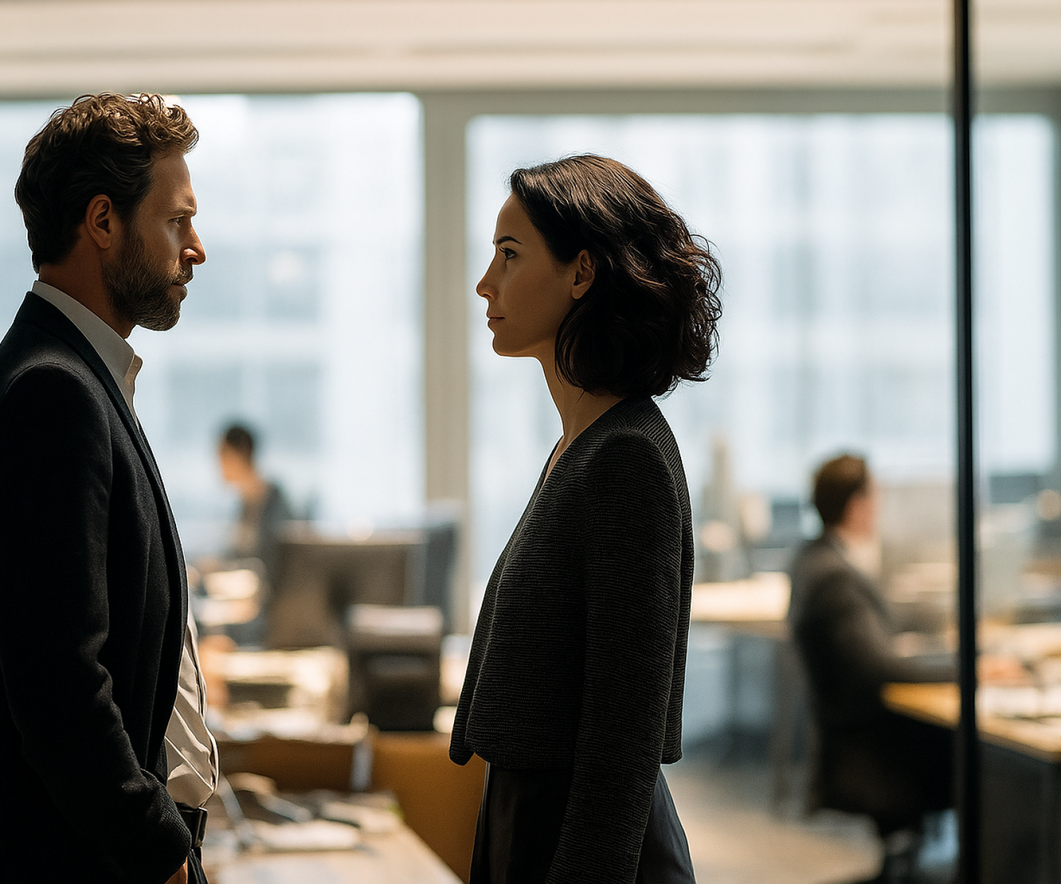 Zwei Personen in angespannter Gesprächssituation als Symbol für negatives Feedback